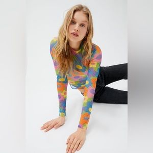 nwot lazy oaf flower explosion mesh shirt in size xs